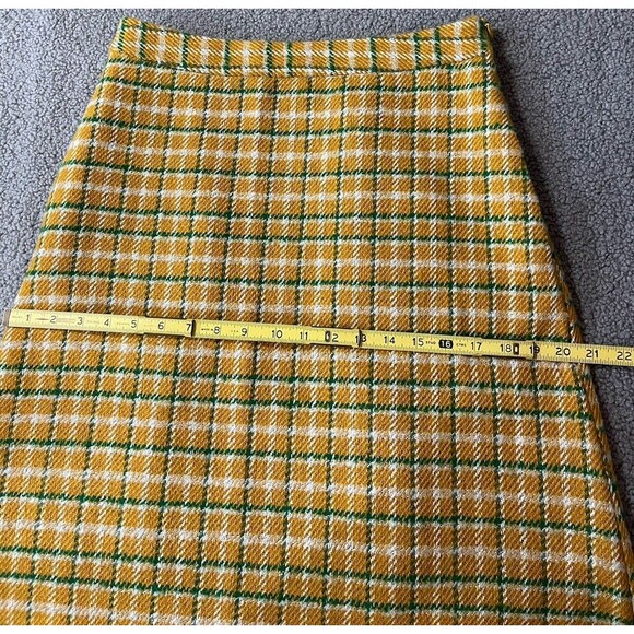 Anthropologie English Factory Midi Skirt Yellow Green Plaid Preppy Small New - Picture 11 of 15